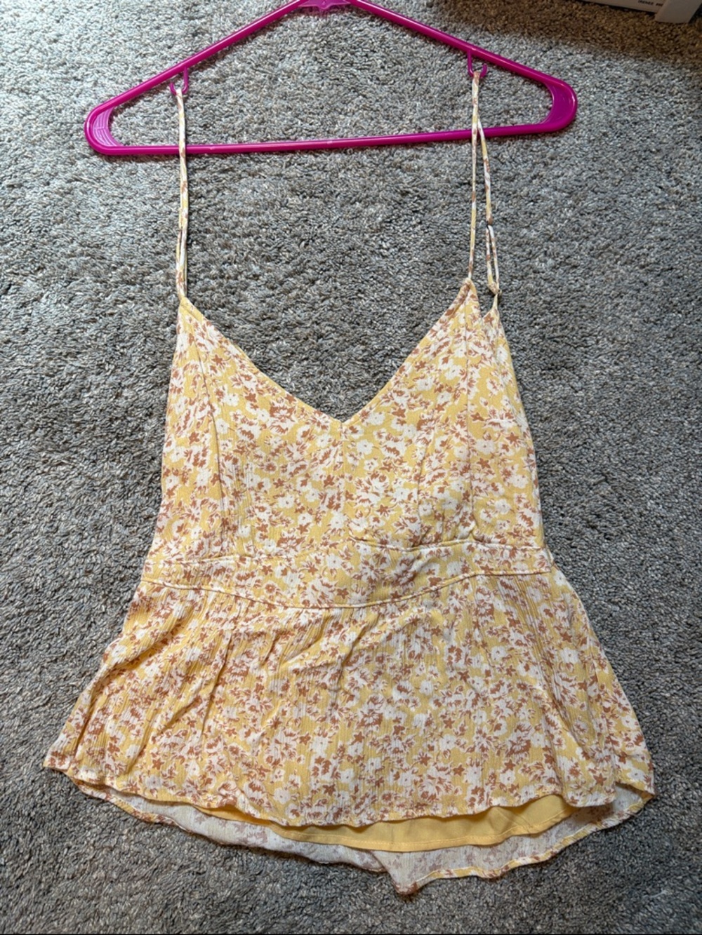 Abercrombie & Fitch Yellow Floral Spaghetti Strap Camisole